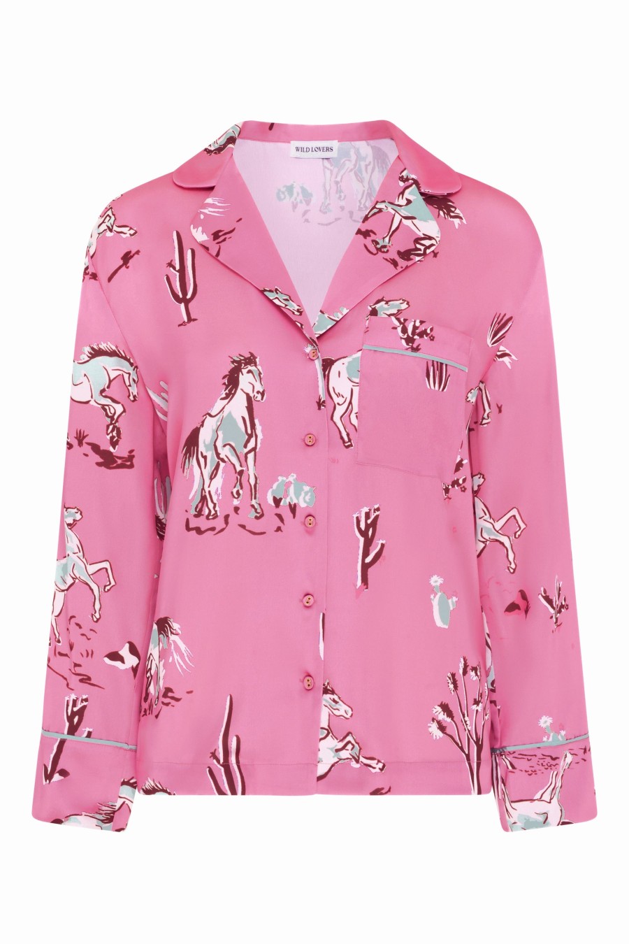 Loungewear Wild Lovers London | Portia Pj Shirt Pink Horse